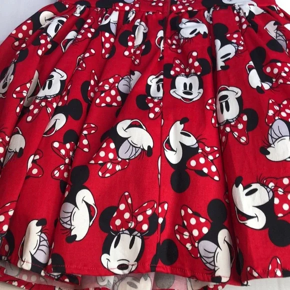 Disney Minnie Mouse All Over Print Red Party Holiday Fit & Flare Dress Girls 5/6 - Picture 12 of 16